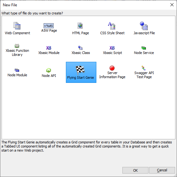 The New File dialog